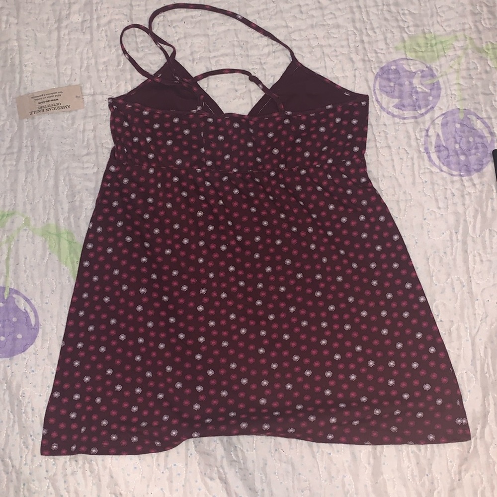 American Eagle Outfitters Red Violet Dandelion Pattern Tank Top